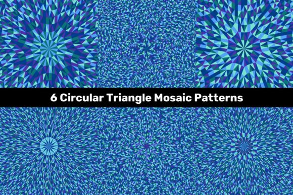 6 Blue Circular Triangle Mosaic Patterns