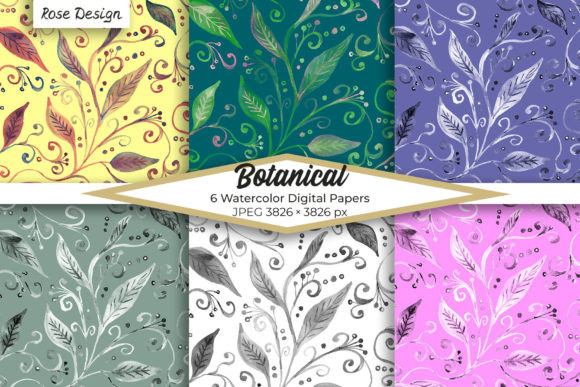 Artistic Florals Watercolor Patterns Set
