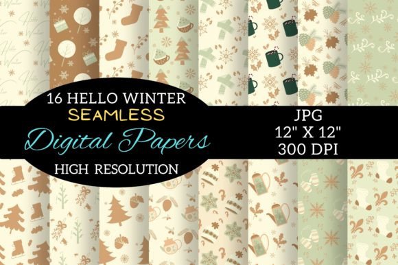 Boho Digital Paper Winter Patterns