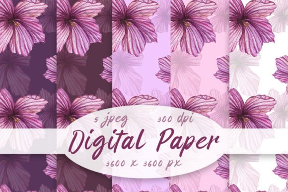 Botanical Watercolor Hibiscus Digital Papers: A Creative Resource for Designers and Crafters