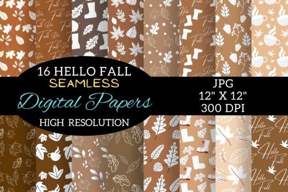 Brown Fall Digital Paper Patterns Design
