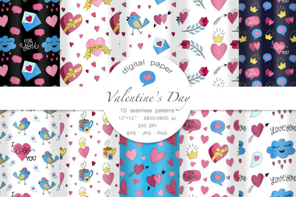 Love Seamless Patterns. Digital Paper: Your Romantic Design Toolkit