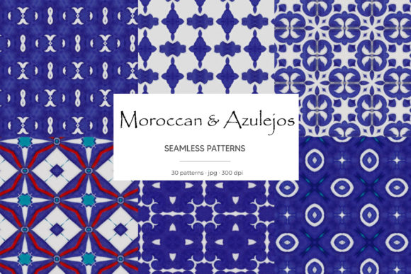 Moroccan Azulejos Seamless Patterns