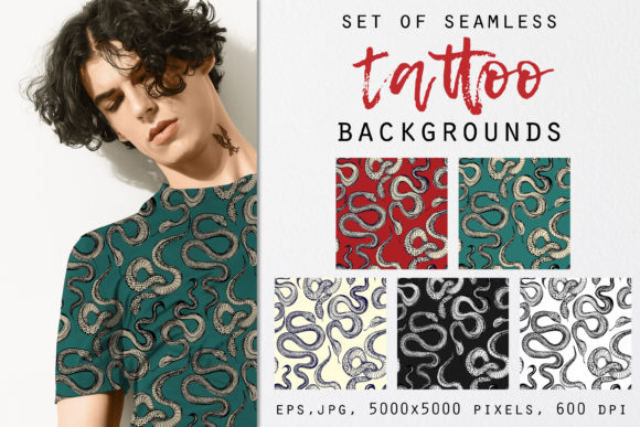 Roses and Snakes Seamless Patterns