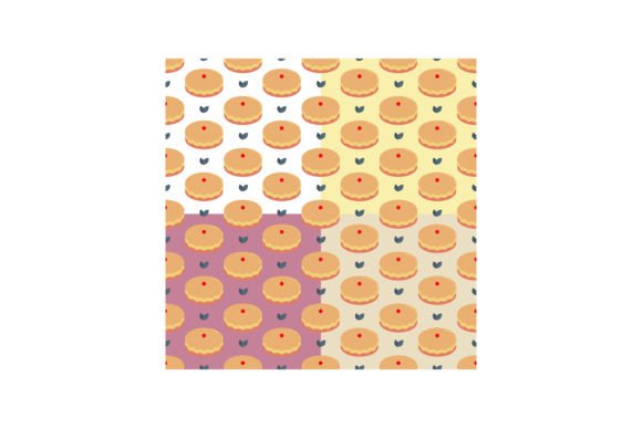 Seamless Dessert Patterns: Pie, Cake, and Cherry-Topped Elegance for Fabric & Design