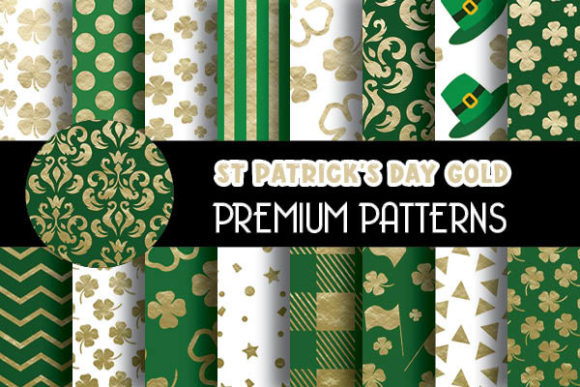 St Patrick Gold Digital Papers Patterns