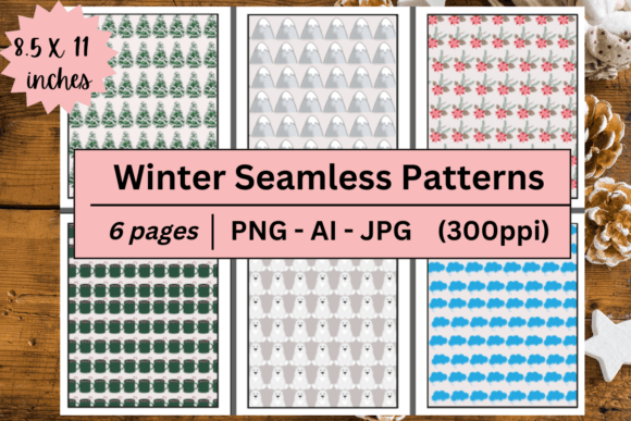 Winter Seamless Patterns Backgrounds